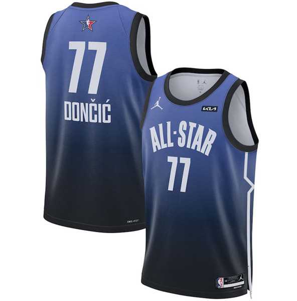 Men%27s 2023 All-Star #77 Luka Doncic Blue Game Swingman Stitched Basketball Jersey Dzhi->2023 all star->NBA Jersey